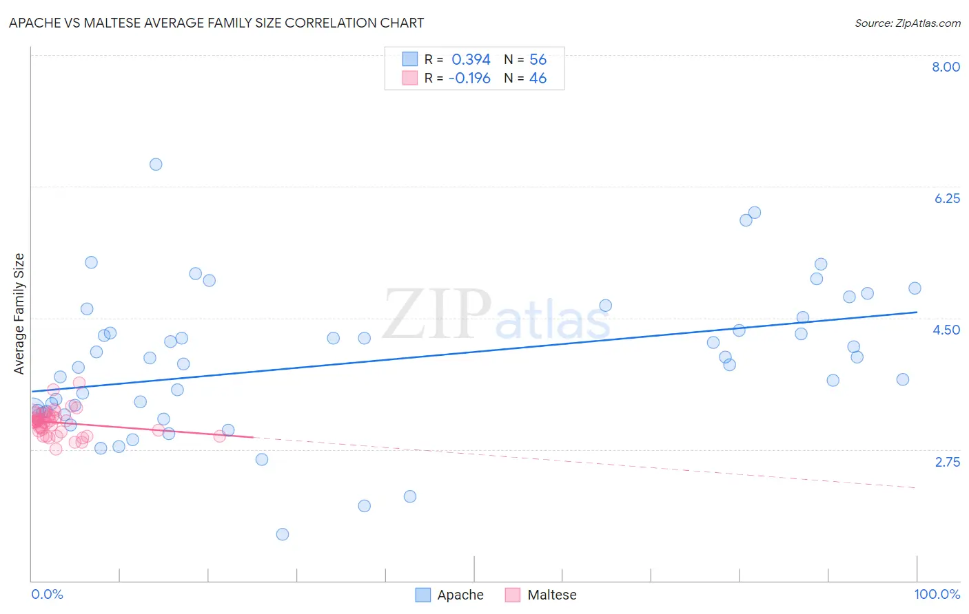 Apache vs Maltese Average Family Size