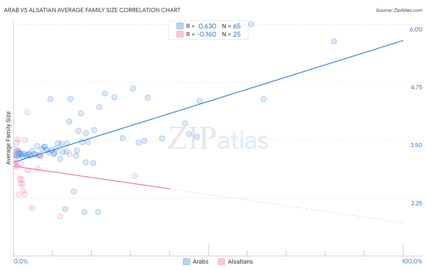 Arab vs Alsatian Average Family Size