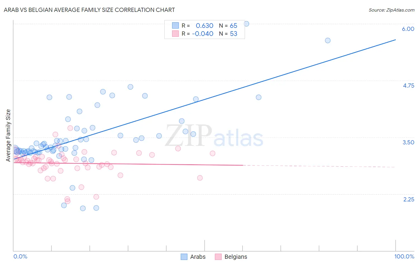 Arab vs Belgian Average Family Size