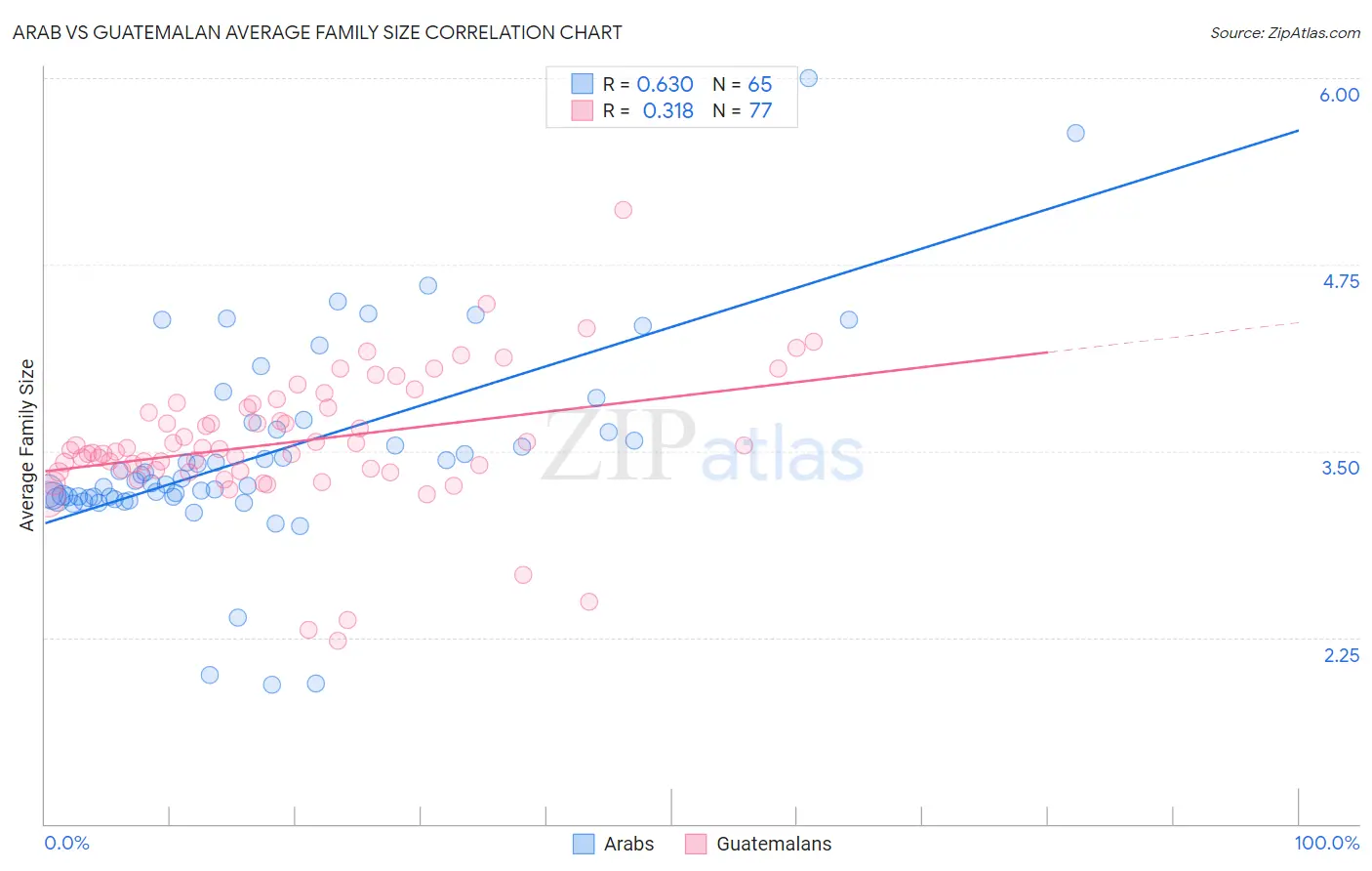 Arab vs Guatemalan Average Family Size