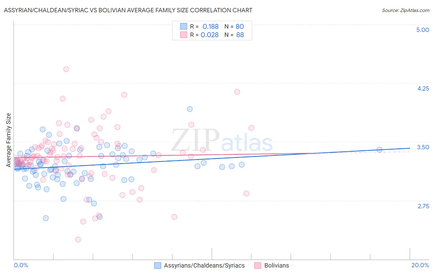 Assyrian/Chaldean/Syriac vs Bolivian Average Family Size