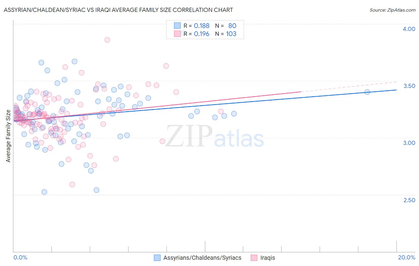 Assyrian/Chaldean/Syriac vs Iraqi Average Family Size