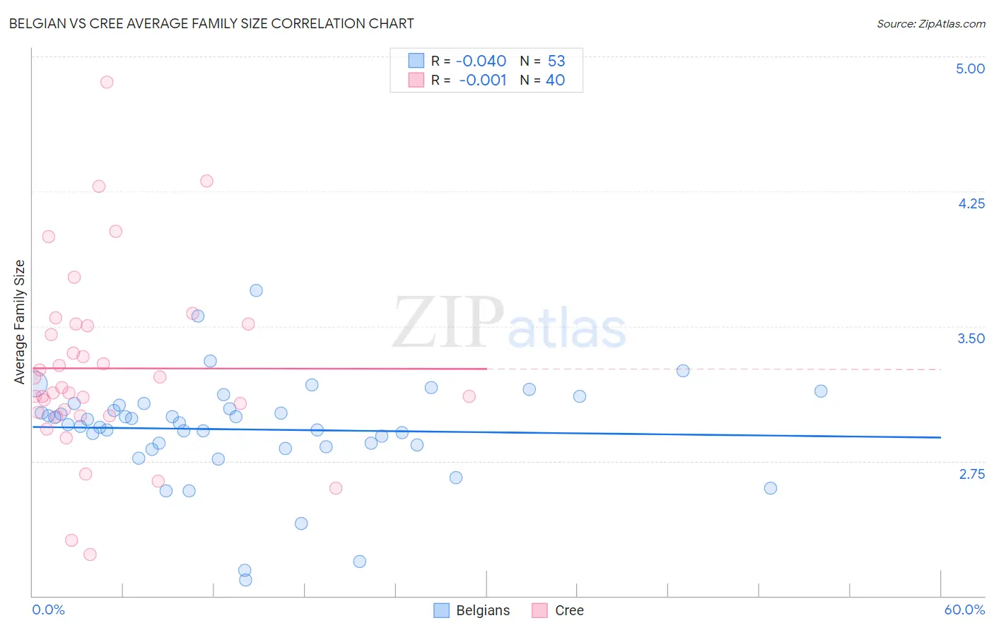Belgian vs Cree Average Family Size
