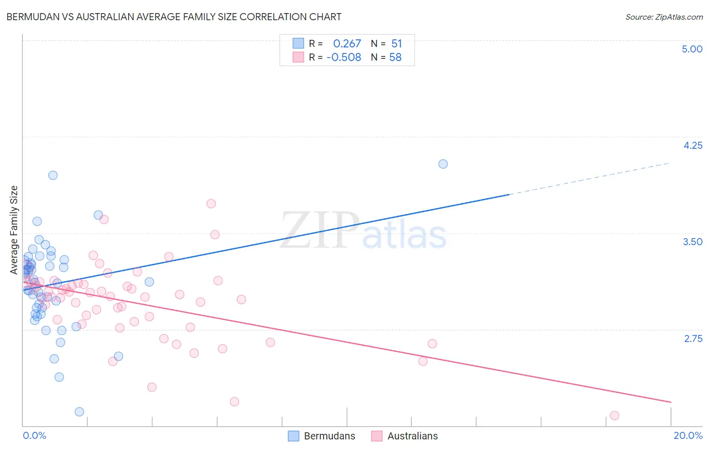 Bermudan vs Australian Average Family Size