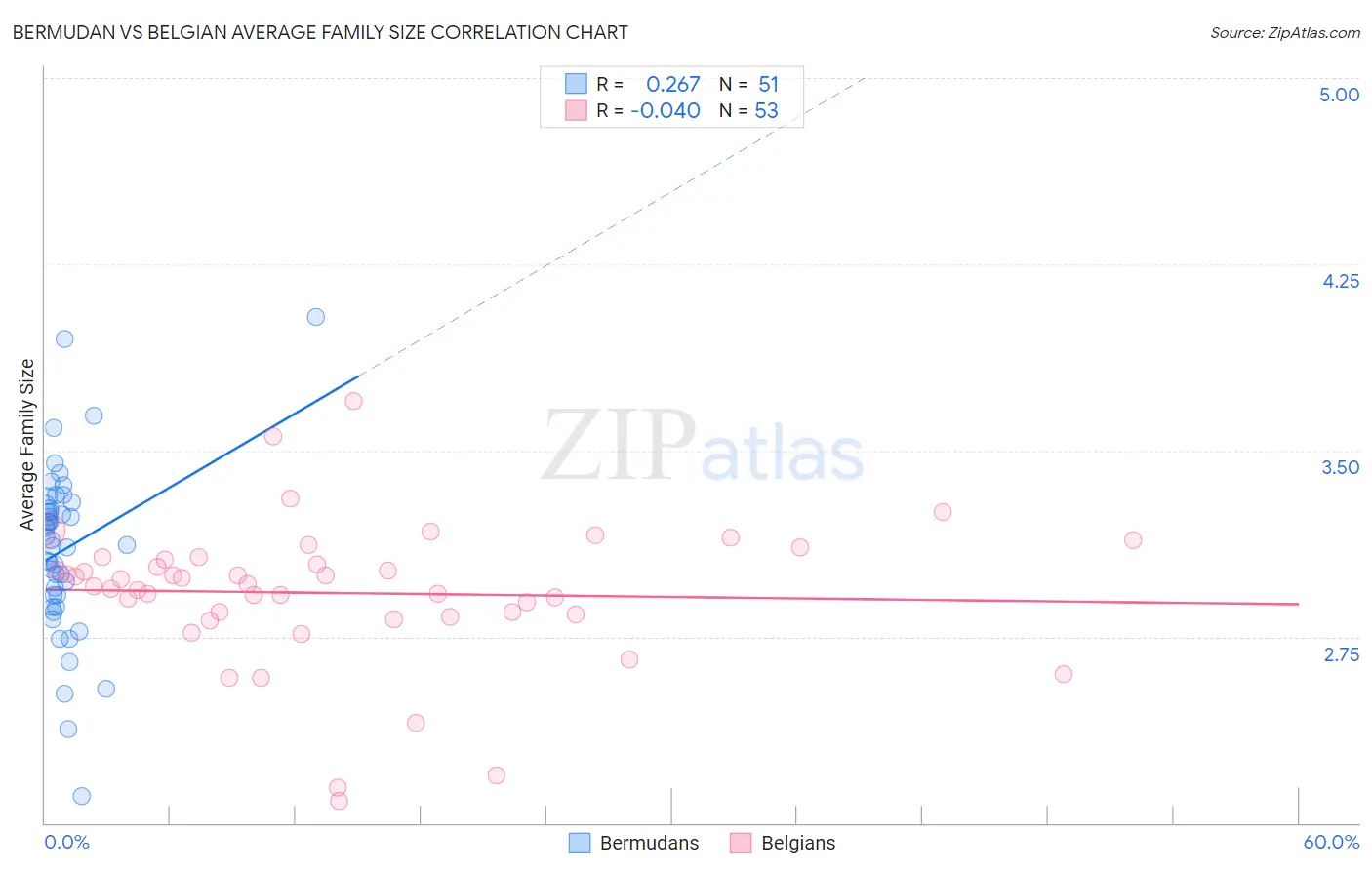 Bermudan vs Belgian Average Family Size