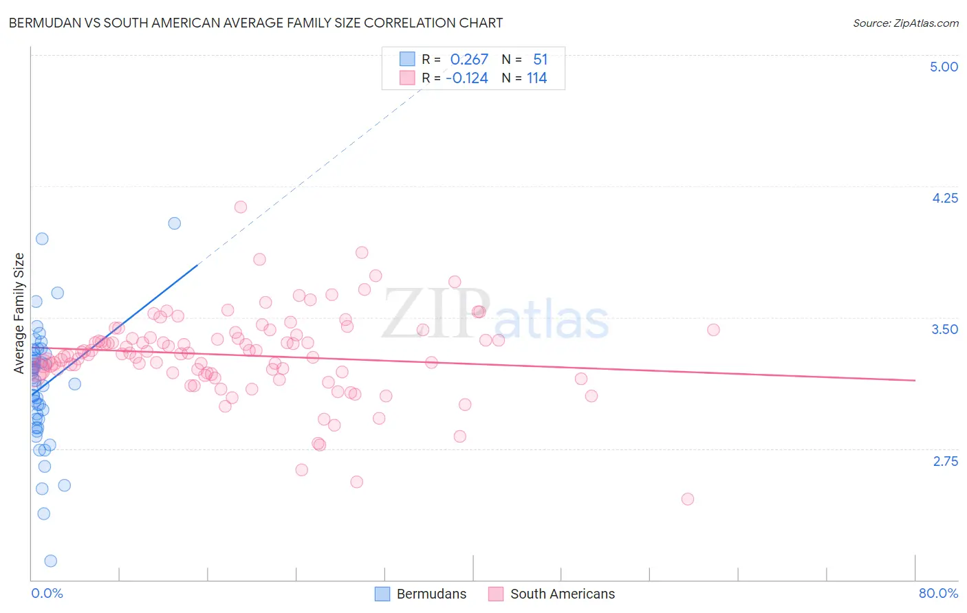 Bermudan vs South American Average Family Size