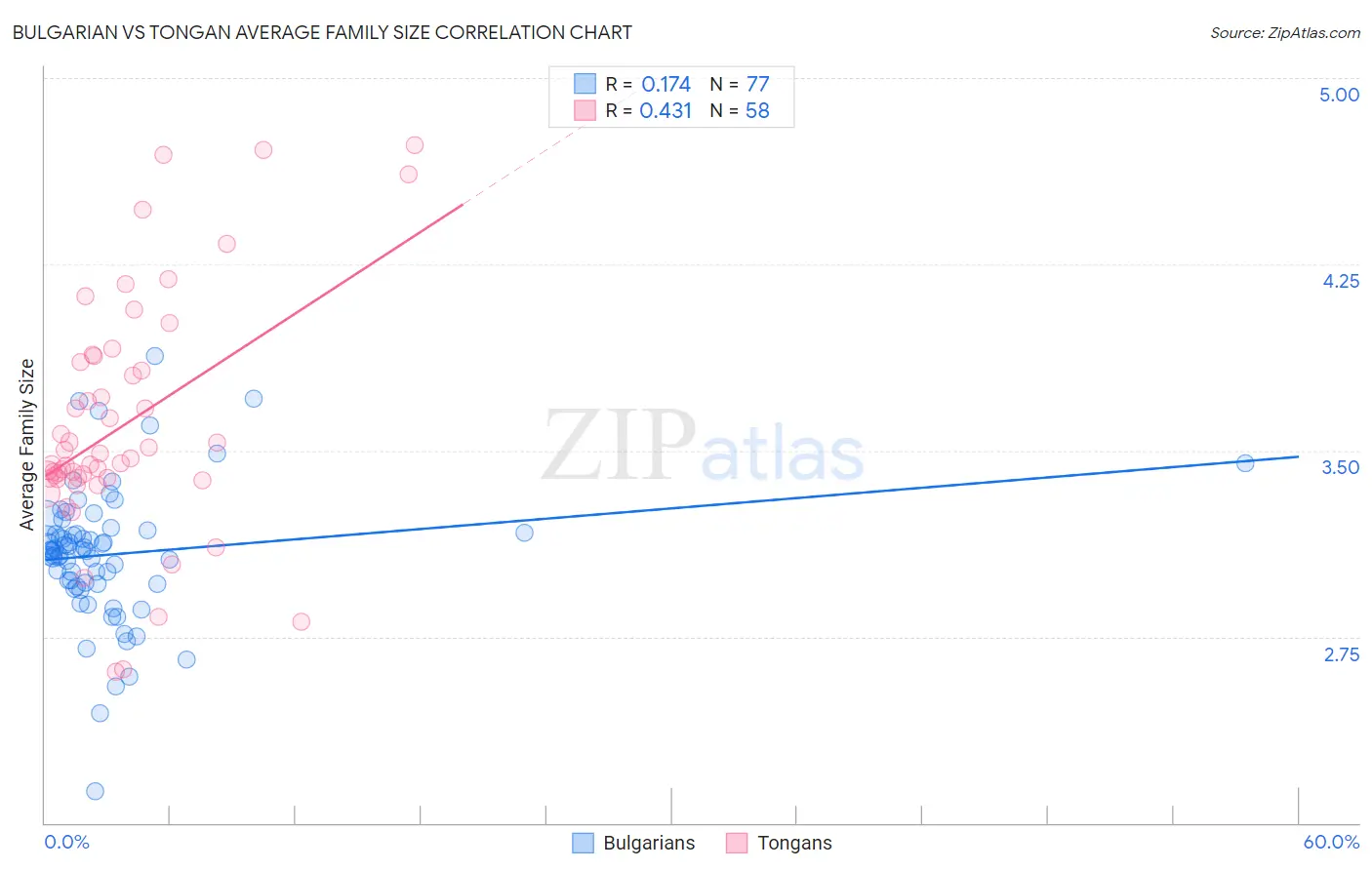 Bulgarian vs Tongan Average Family Size