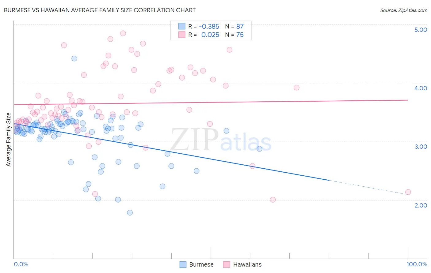 Burmese vs Hawaiian Average Family Size