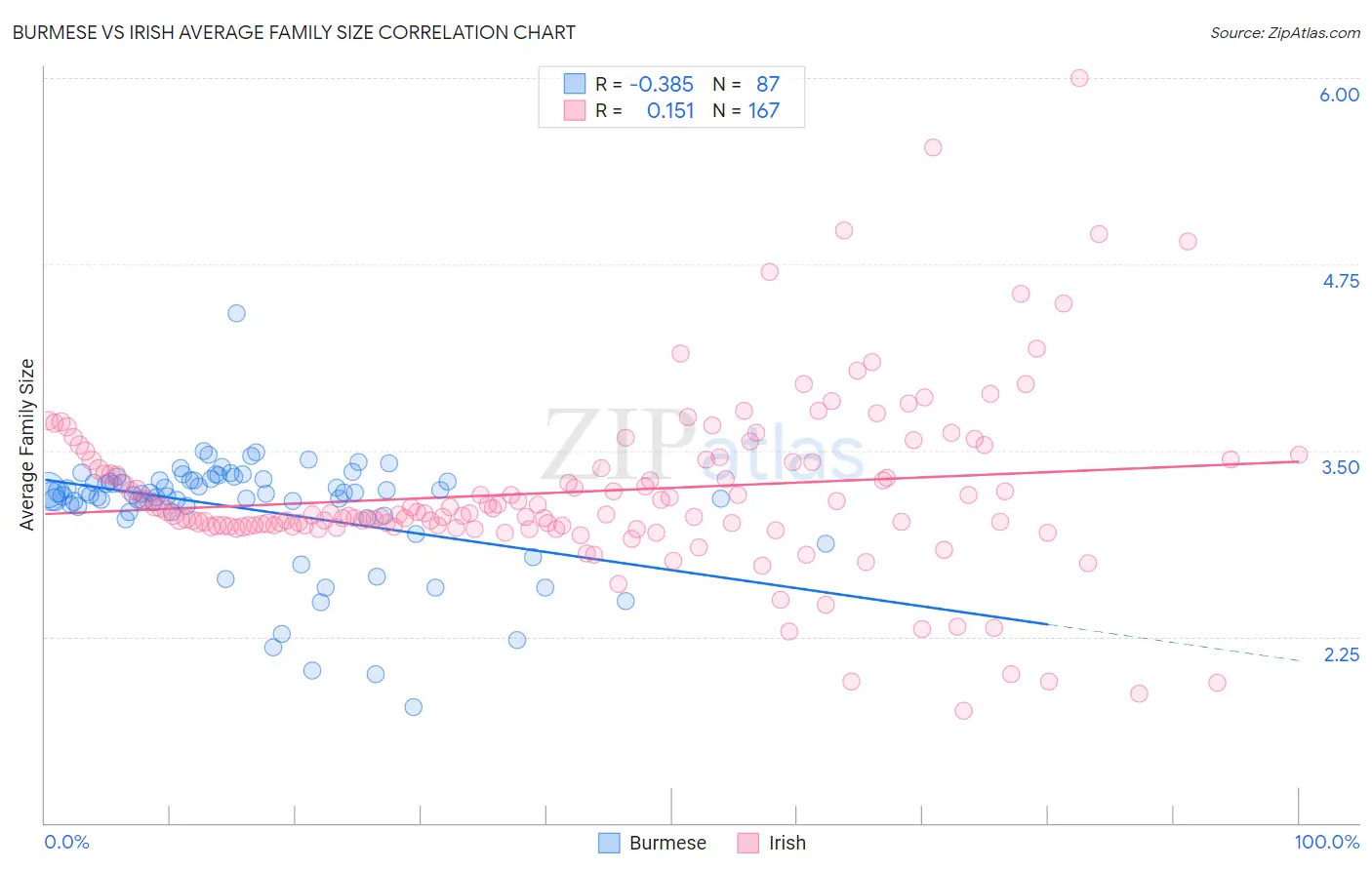 Burmese vs Irish Average Family Size