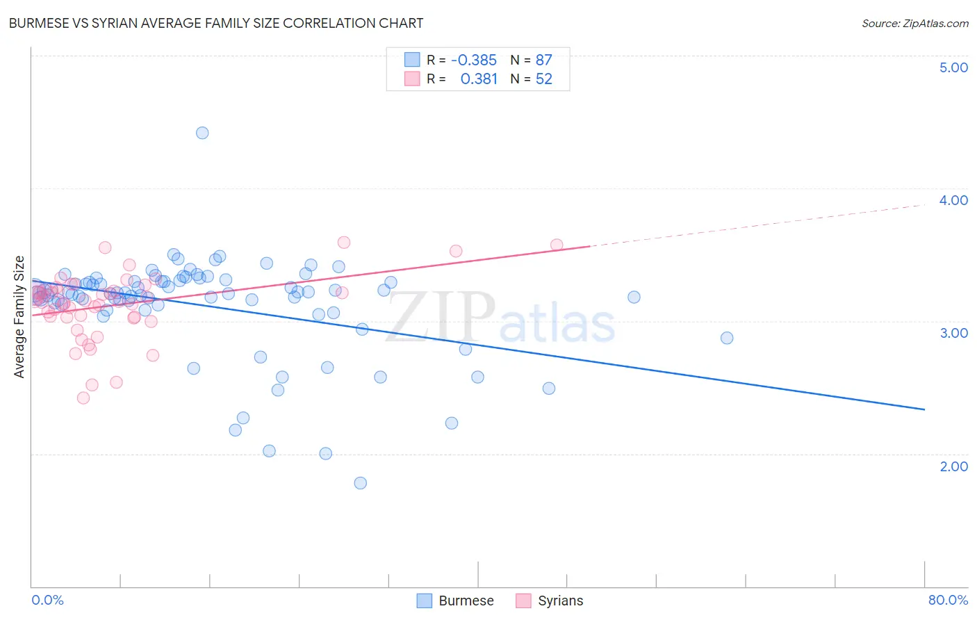 Burmese vs Syrian Average Family Size