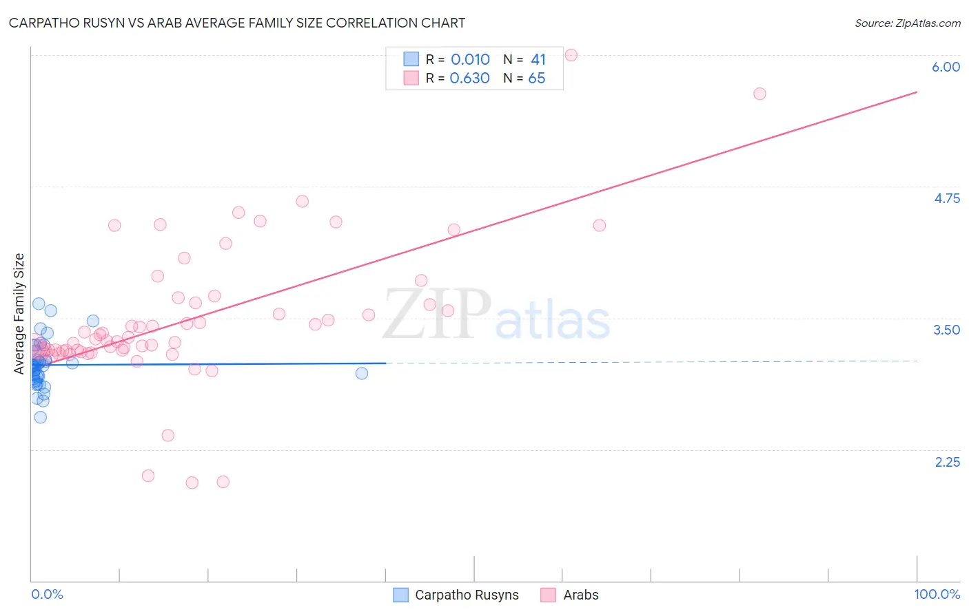 Carpatho Rusyn vs Arab Average Family Size