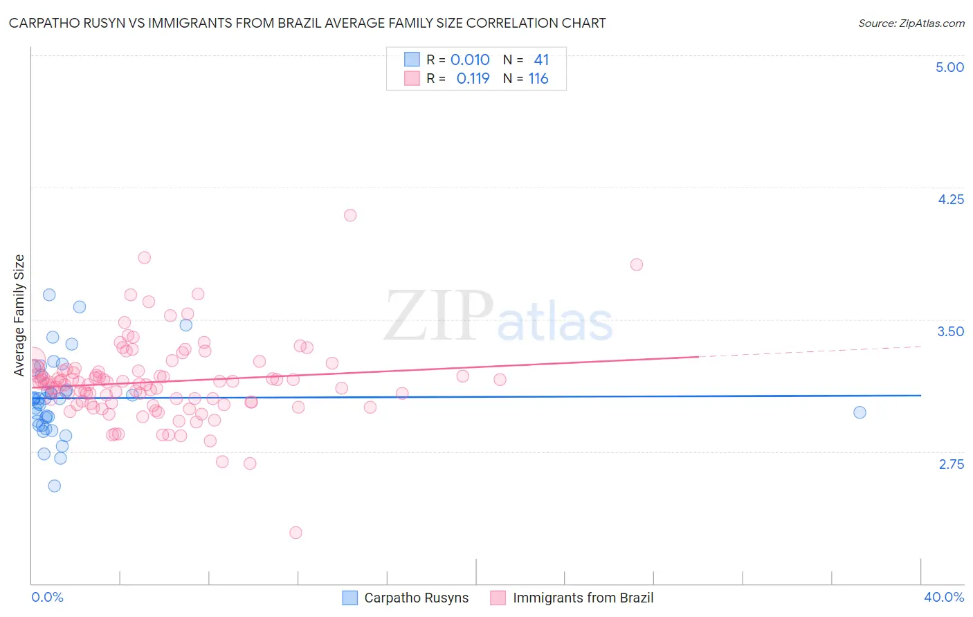 Carpatho Rusyn vs Immigrants from Brazil Average Family Size