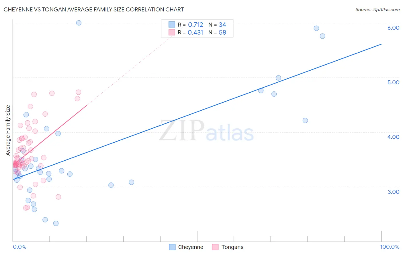 Cheyenne vs Tongan Average Family Size
