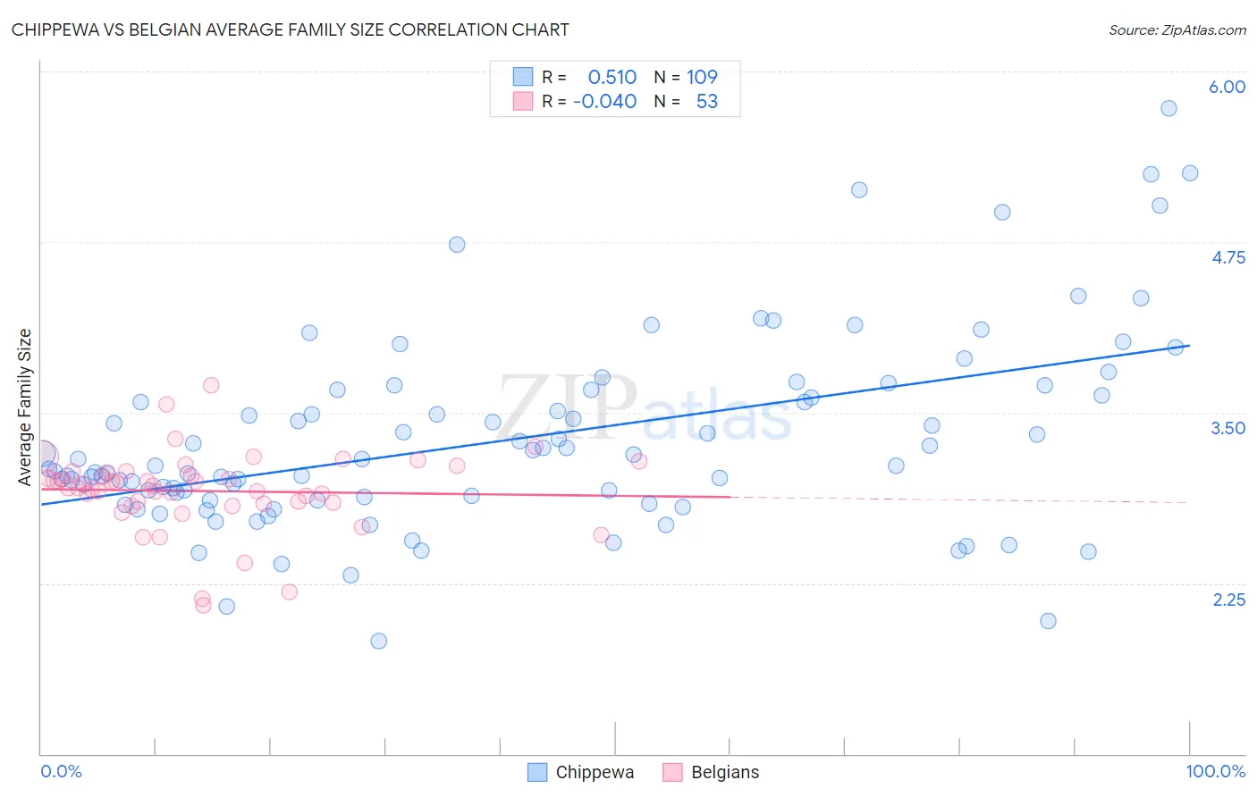 Chippewa vs Belgian Average Family Size