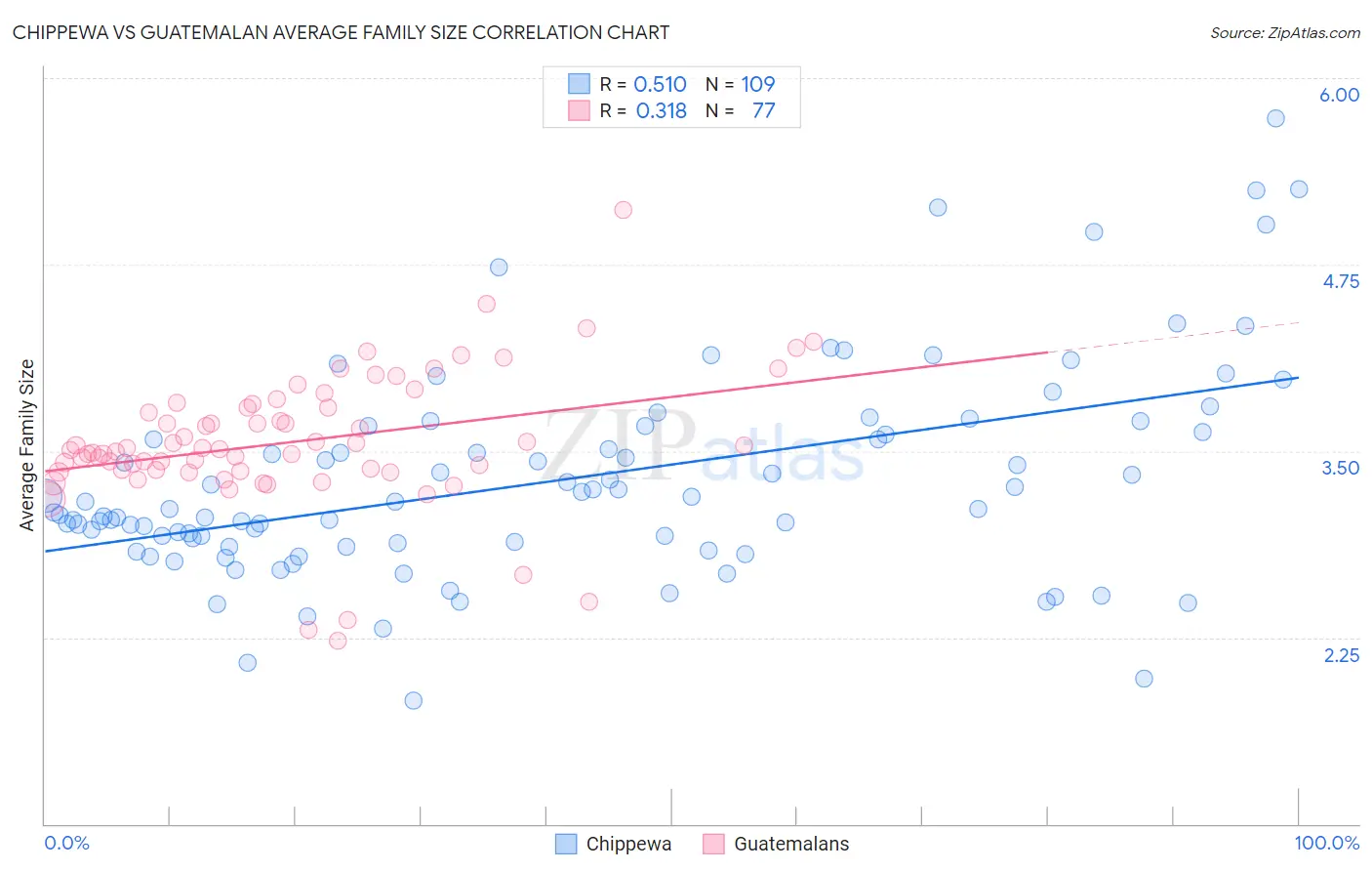 Chippewa vs Guatemalan Average Family Size