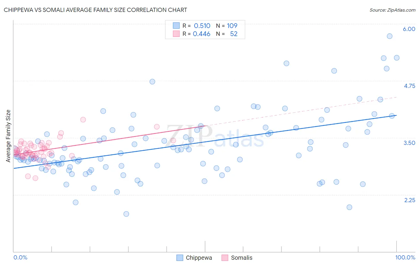 Chippewa vs Somali Average Family Size