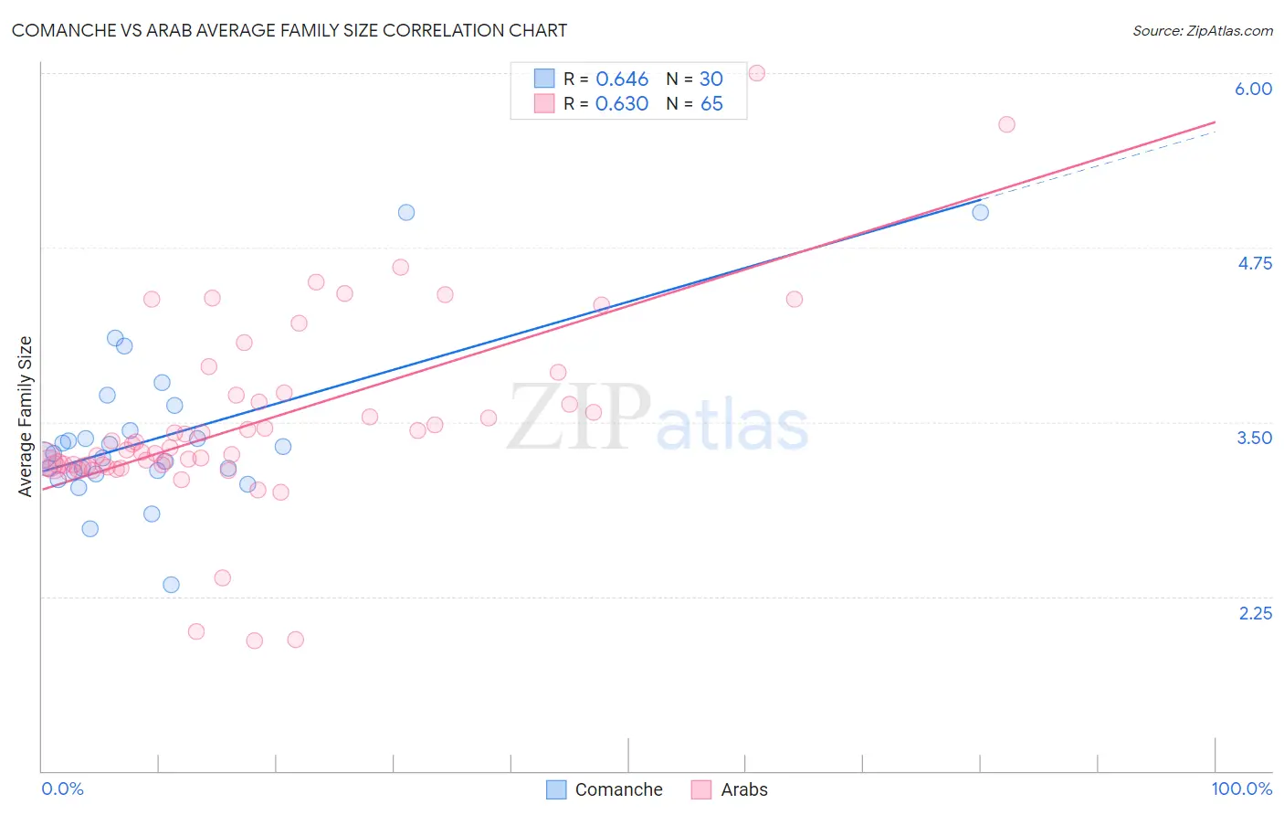 Comanche vs Arab Average Family Size