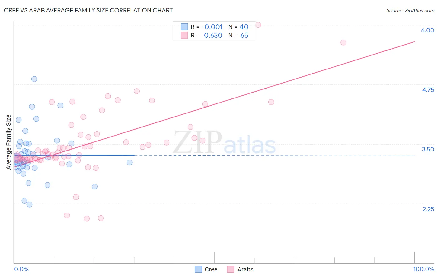 Cree vs Arab Average Family Size