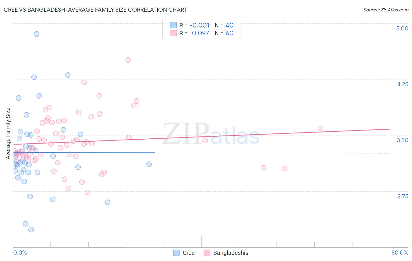Cree vs Bangladeshi Average Family Size