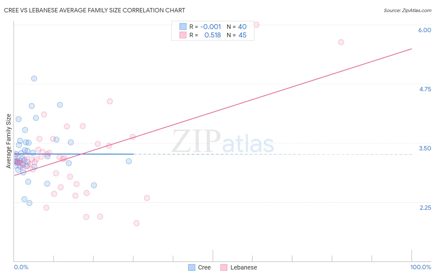 Cree vs Lebanese Average Family Size