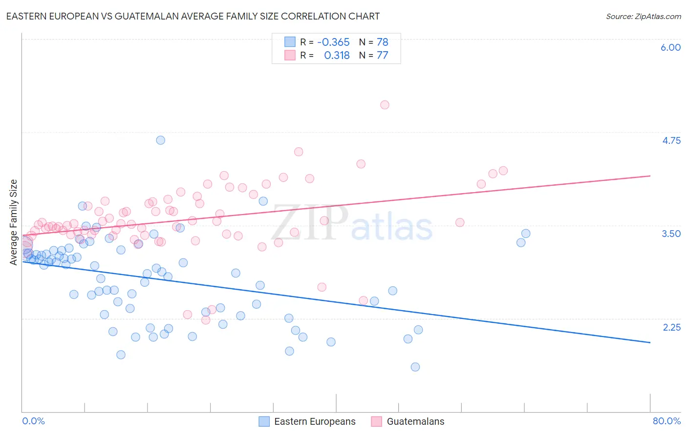 Eastern European vs Guatemalan Average Family Size