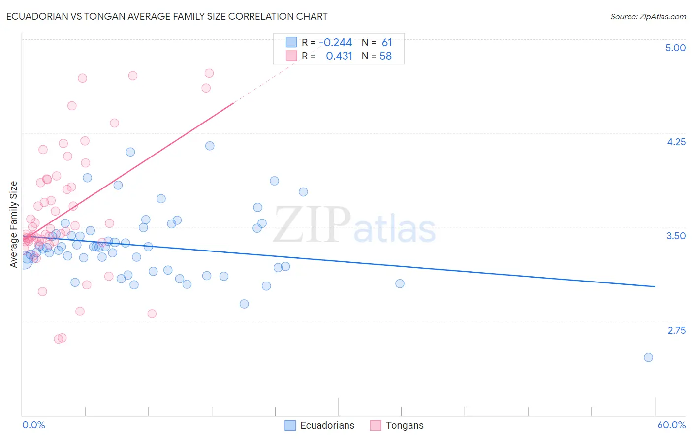 Ecuadorian vs Tongan Average Family Size