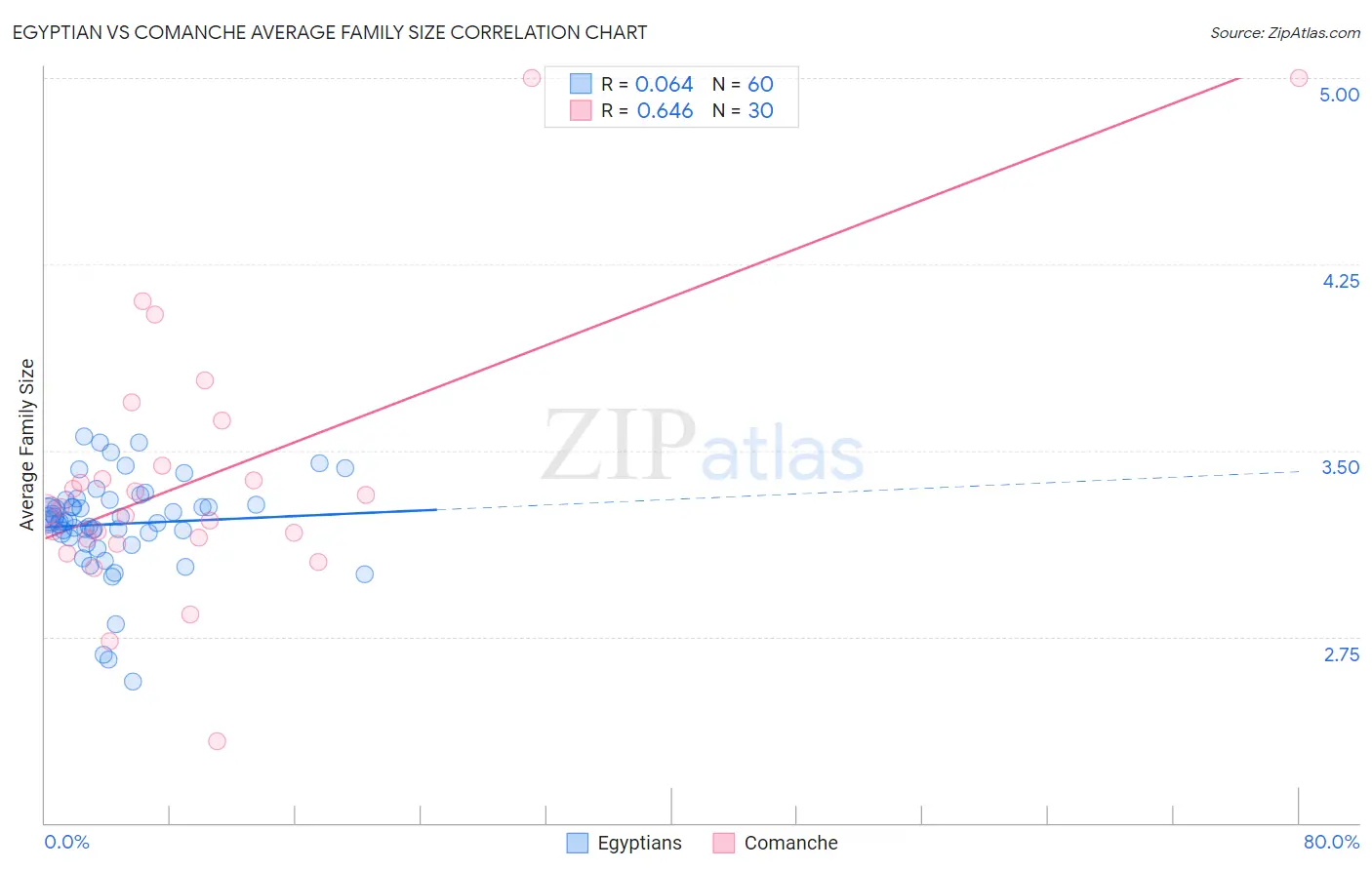 Egyptian vs Comanche Average Family Size