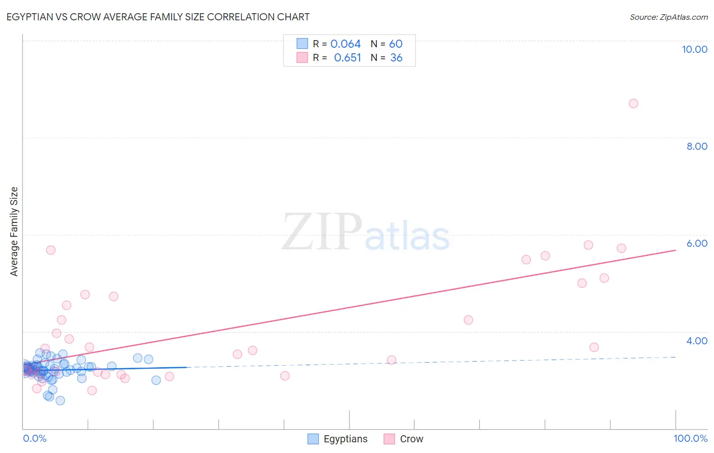 Egyptian vs Crow Average Family Size