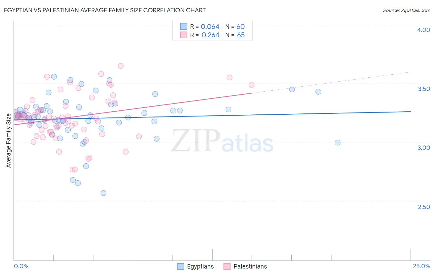 Egyptian vs Palestinian Average Family Size