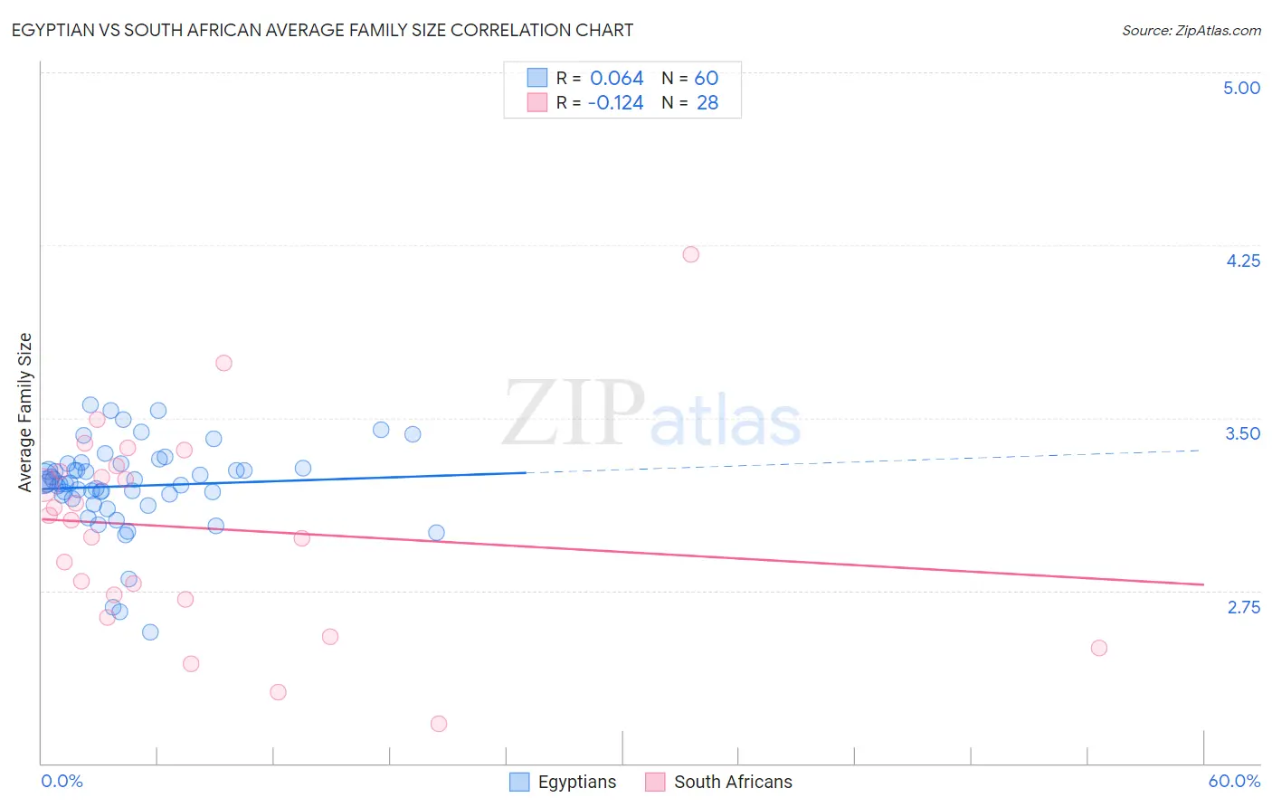 Egyptian vs South African Average Family Size