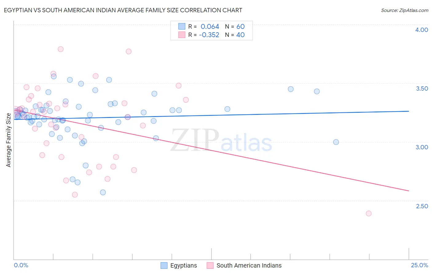 Egyptian vs South American Indian Average Family Size