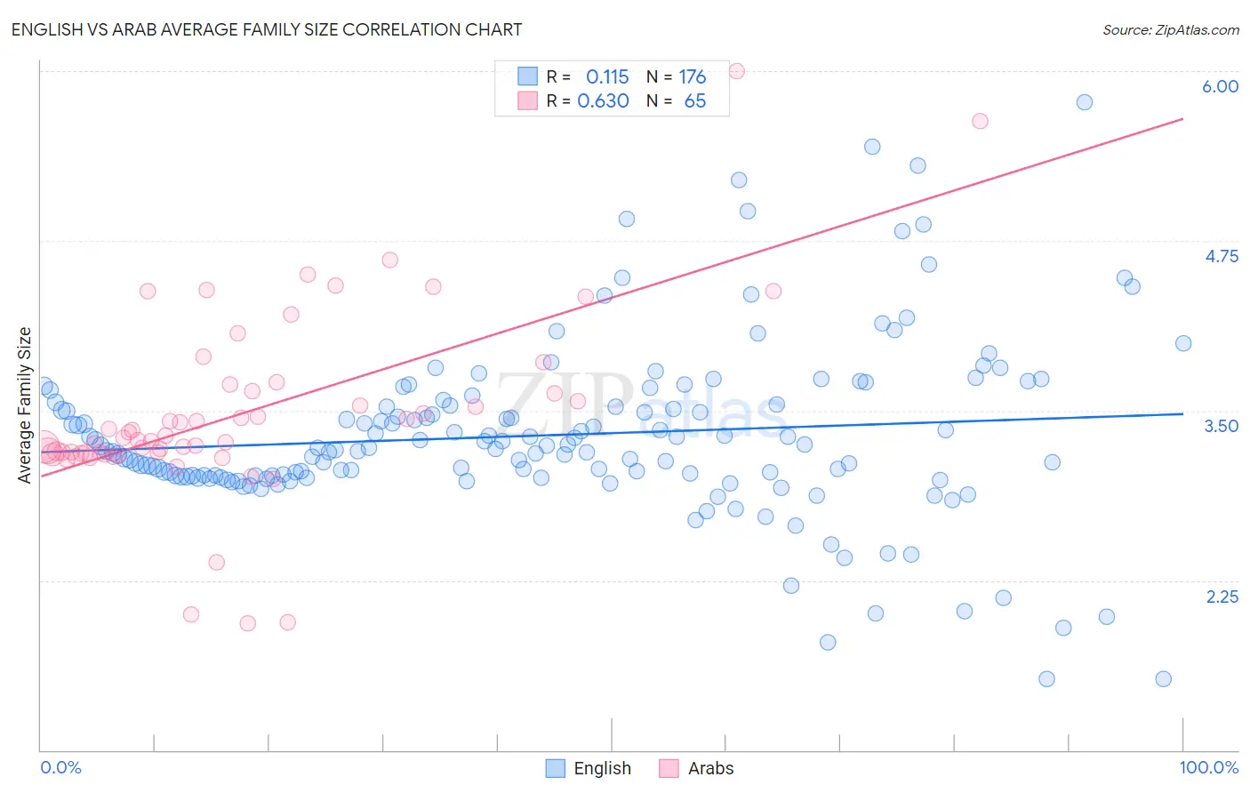 English vs Arab Average Family Size