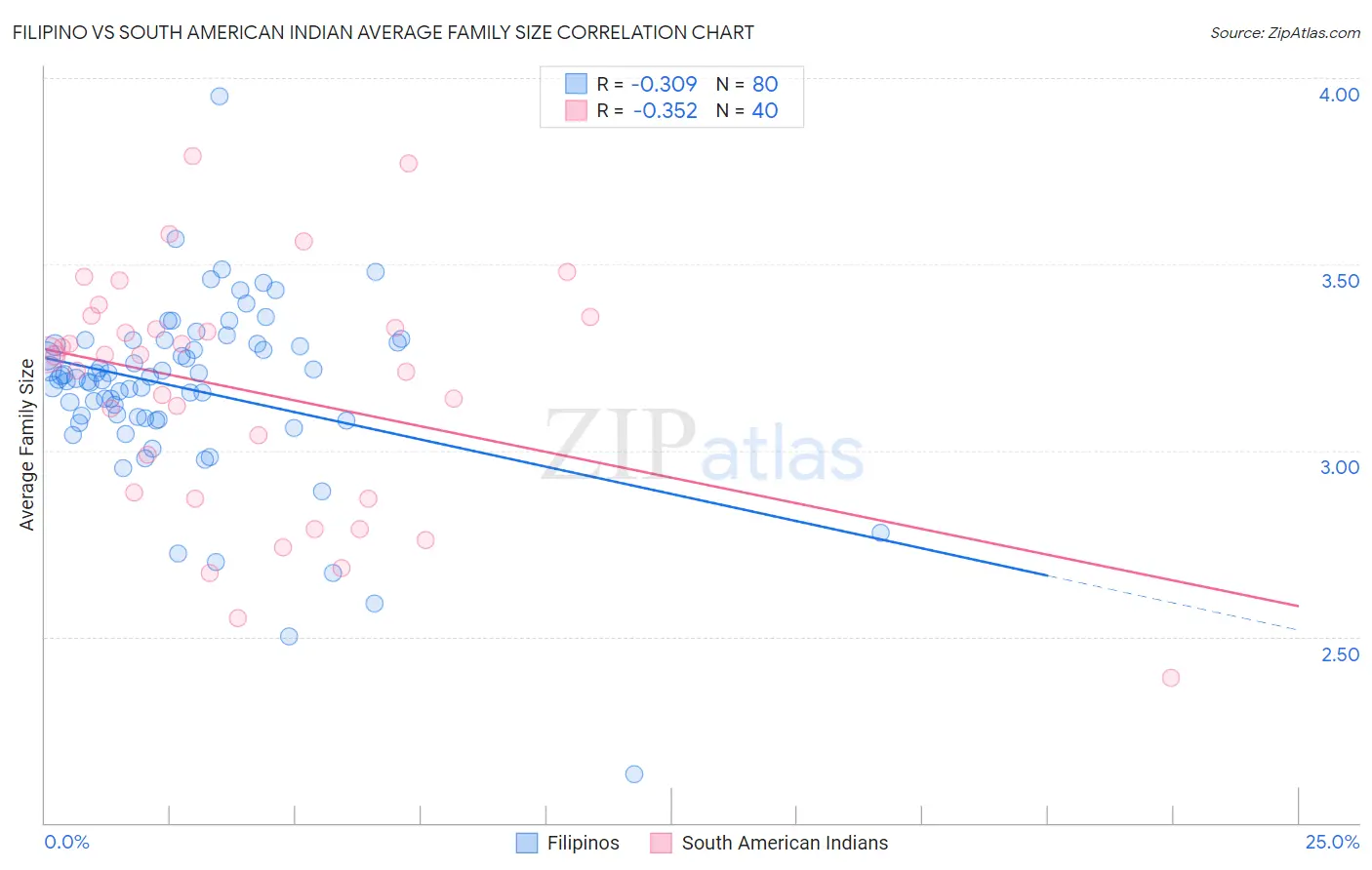 Filipino vs South American Indian Average Family Size