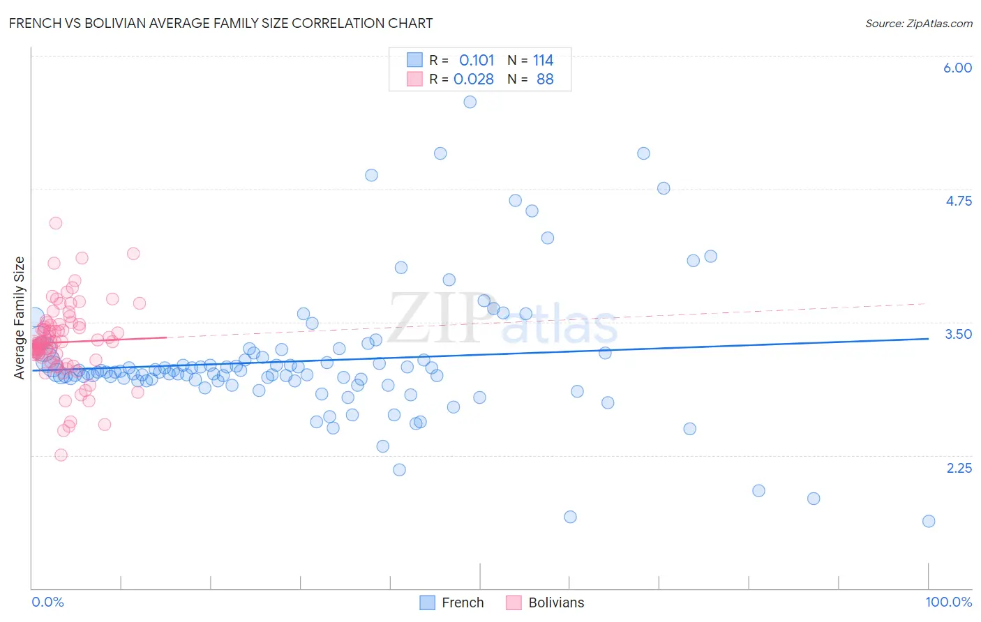 French vs Bolivian Average Family Size