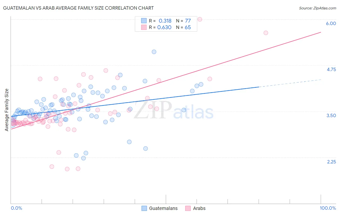 Guatemalan vs Arab Average Family Size