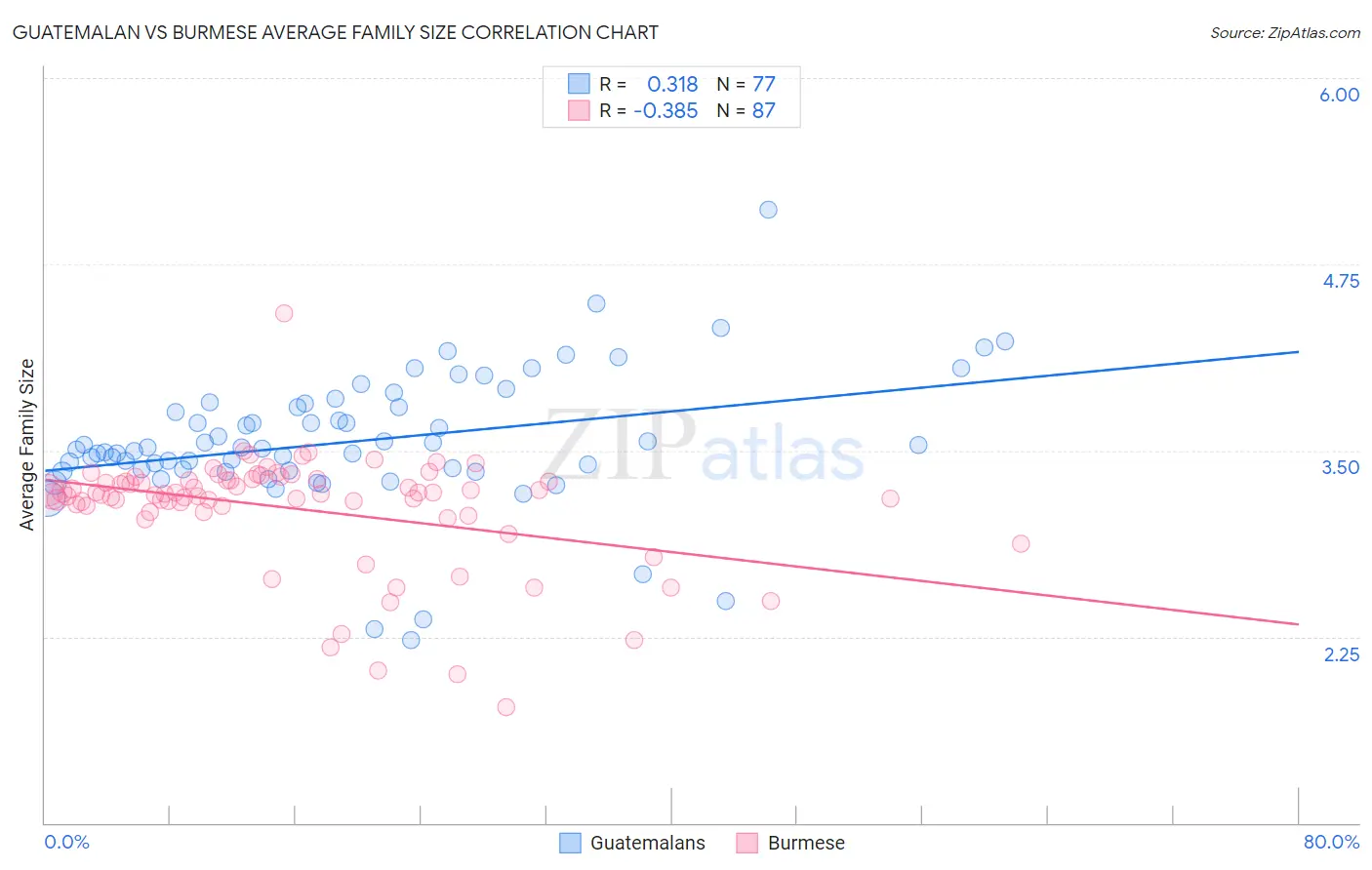 Guatemalan vs Burmese Average Family Size