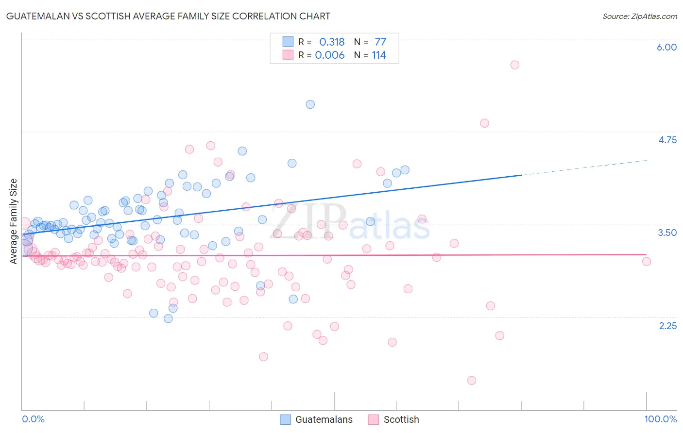 Guatemalan vs Scottish Average Family Size