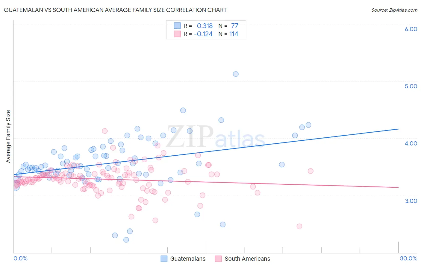 Guatemalan vs South American Average Family Size