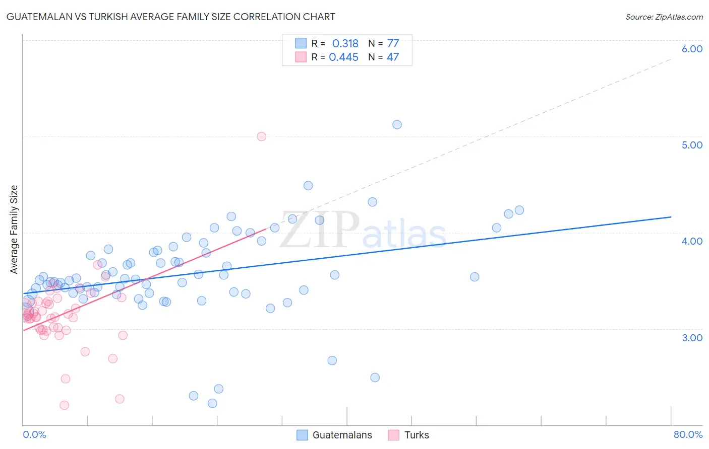 Guatemalan vs Turkish Average Family Size