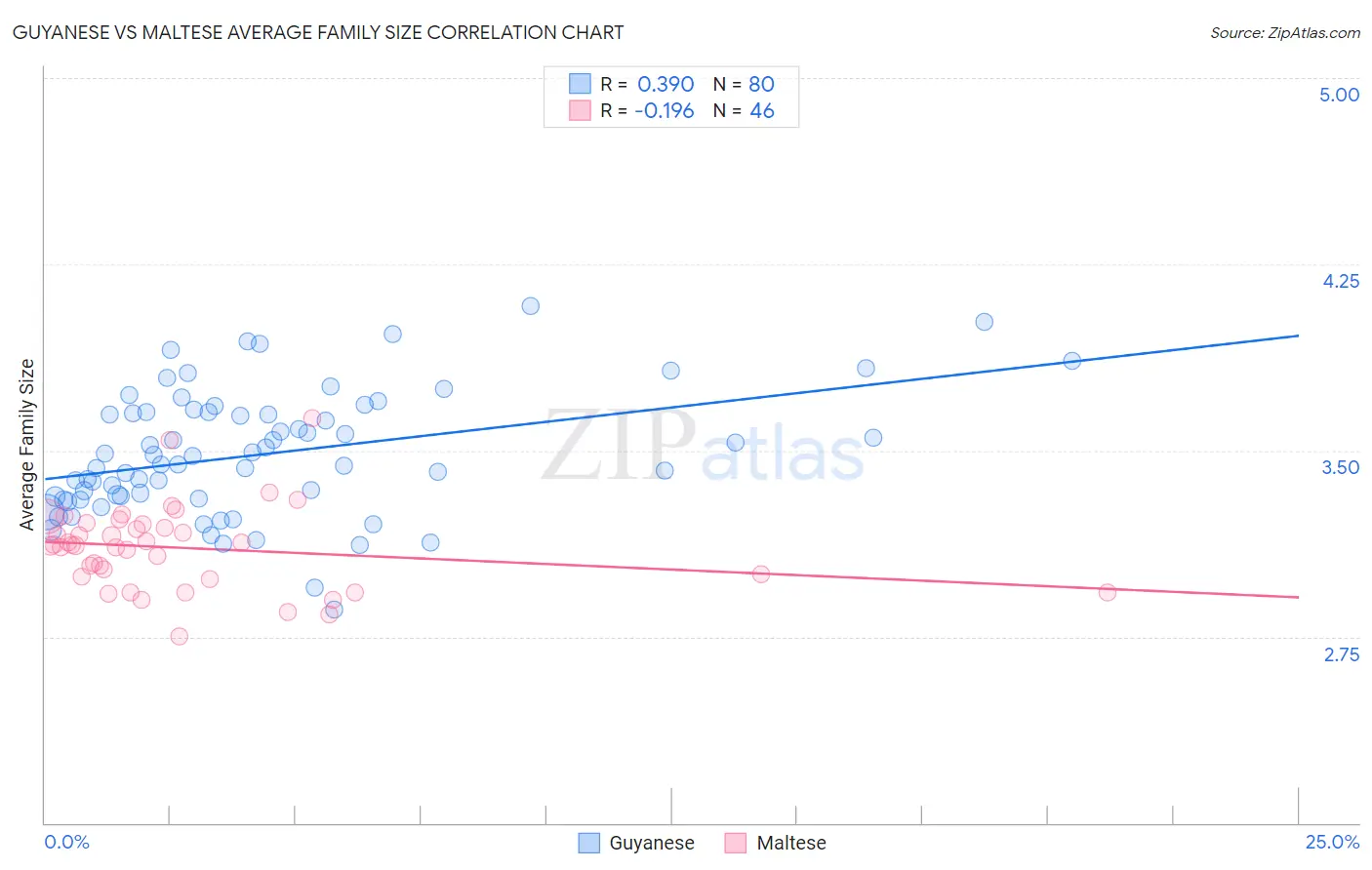 Guyanese vs Maltese Average Family Size