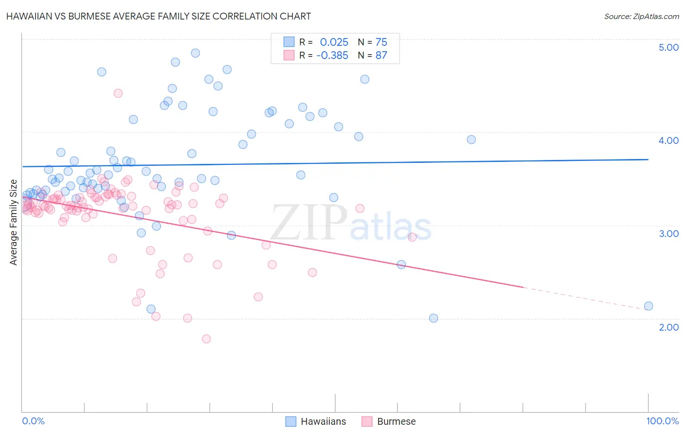 Hawaiian vs Burmese Average Family Size