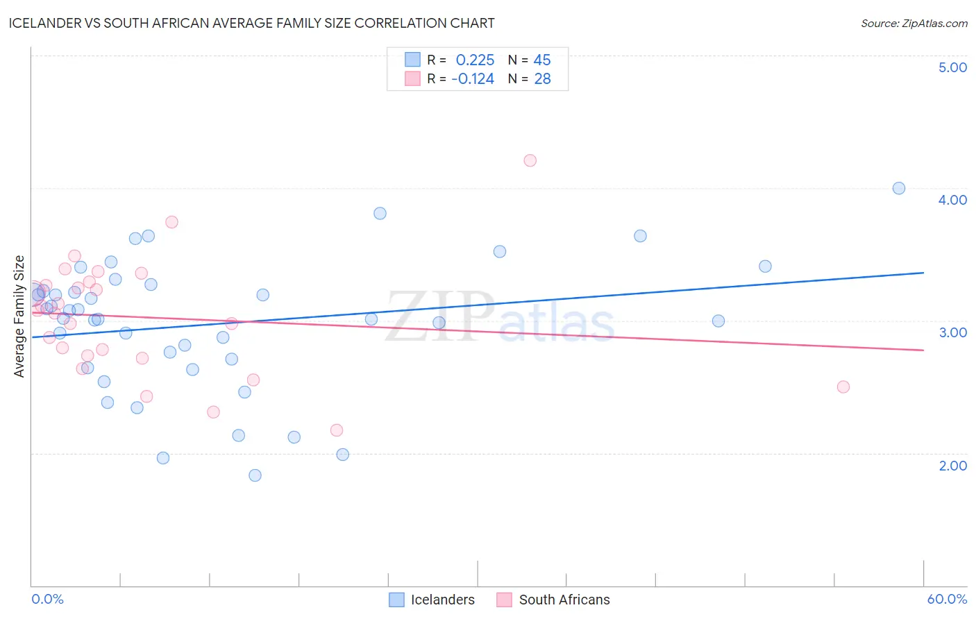 Icelander vs South African Average Family Size
