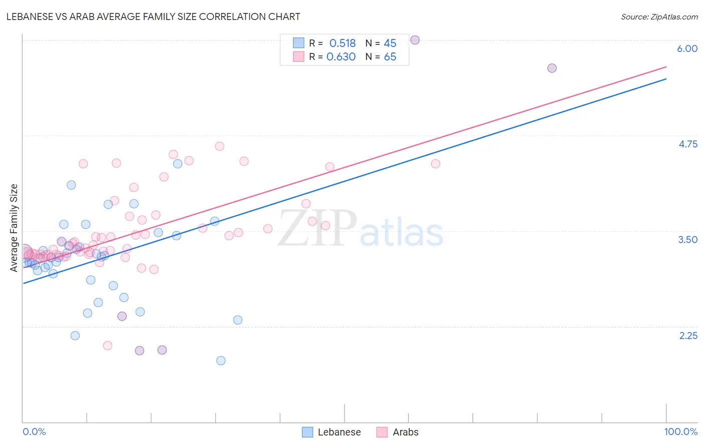 Lebanese vs Arab Average Family Size