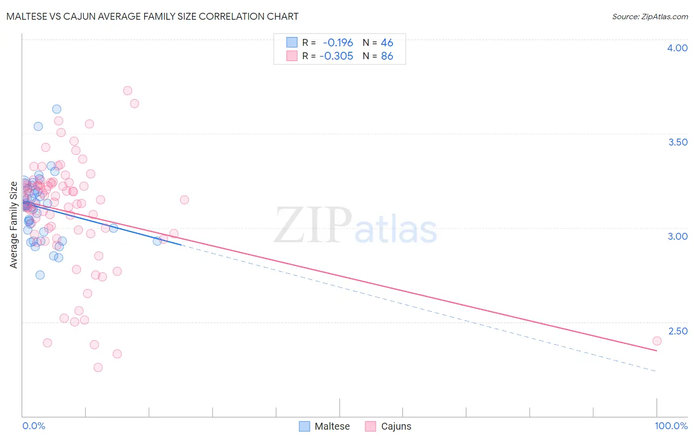 Maltese vs Cajun Average Family Size
