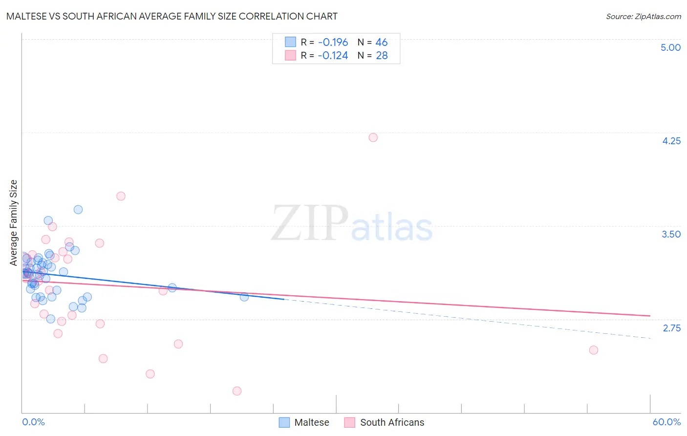 Maltese vs South African Average Family Size