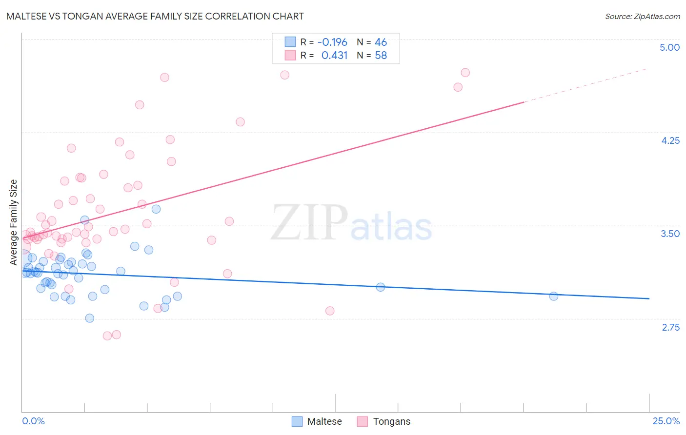 Maltese vs Tongan Average Family Size