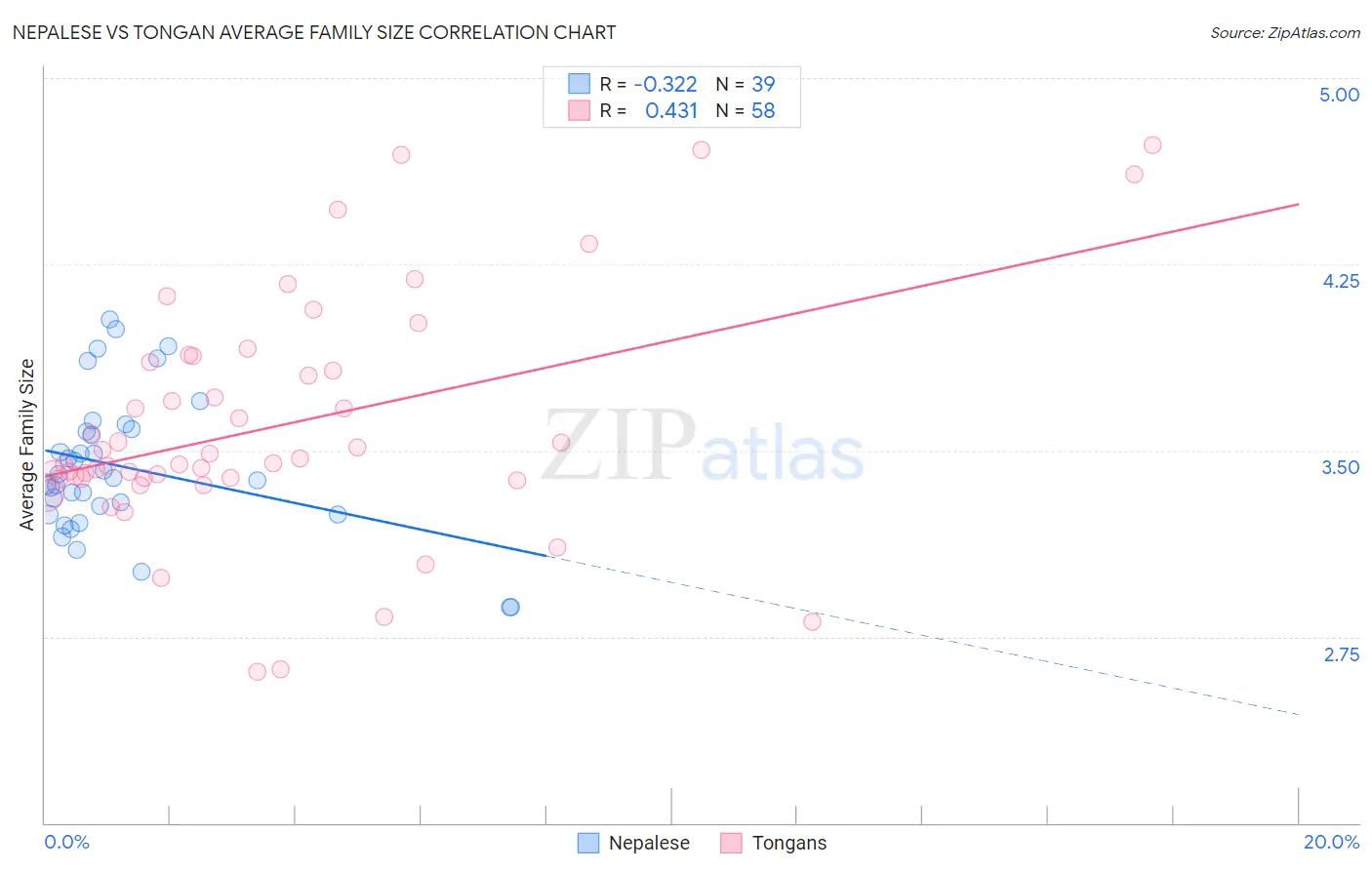 Nepalese vs Tongan Average Family Size