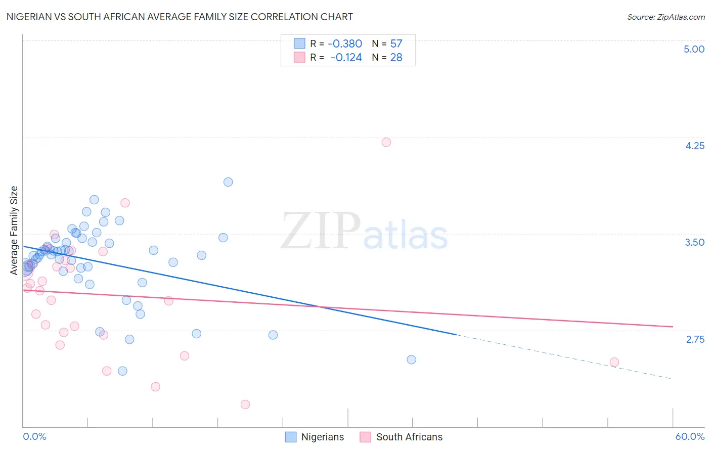 Nigerian vs South African Average Family Size