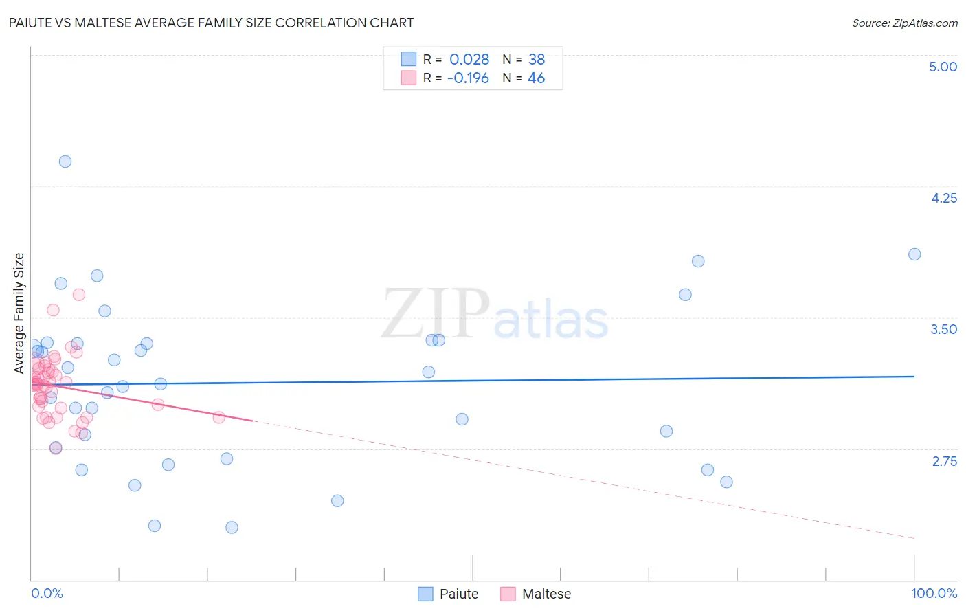 Paiute vs Maltese Average Family Size