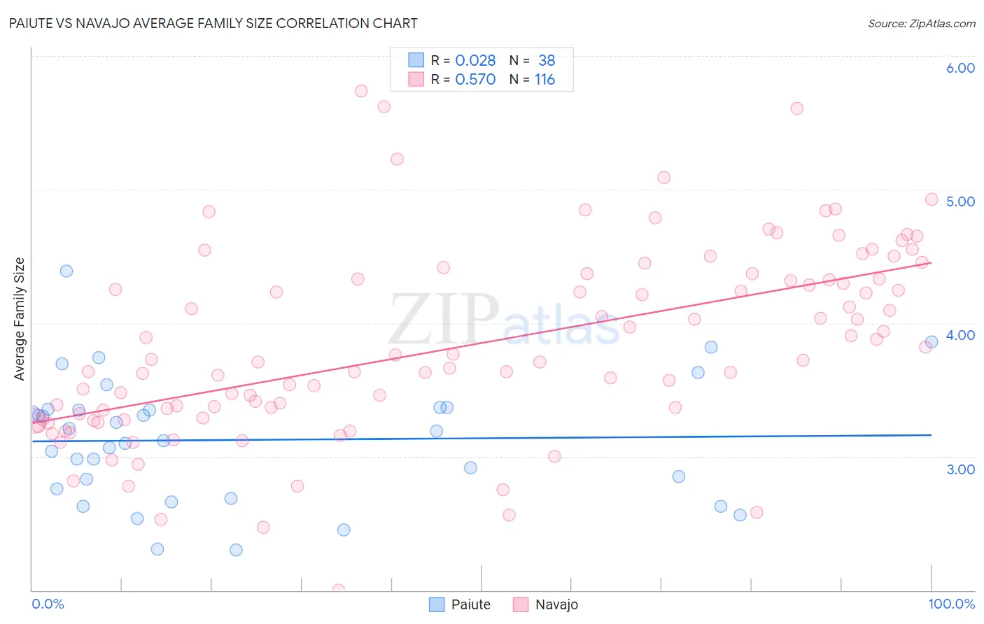 Paiute vs Navajo Average Family Size